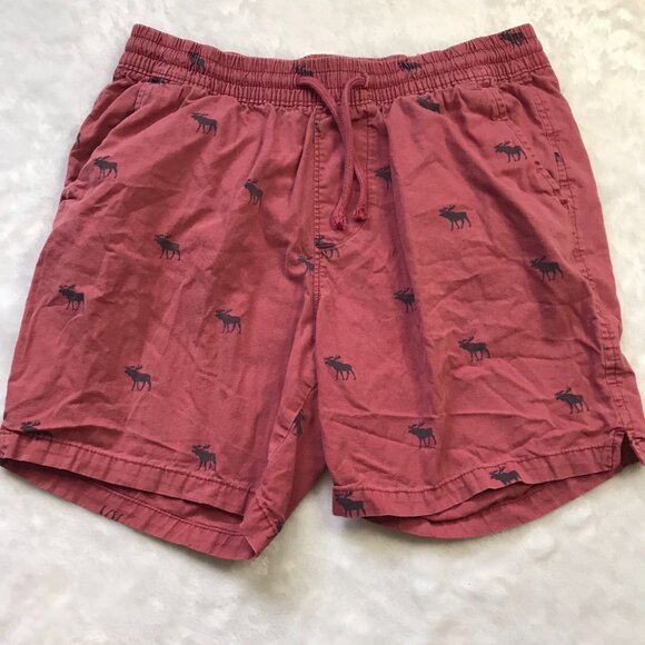 Abercrombie & Fitch Y2k Drawstring Cotton‎ Shorts Mens Medium Moose Print Red - Picture 8 of 8